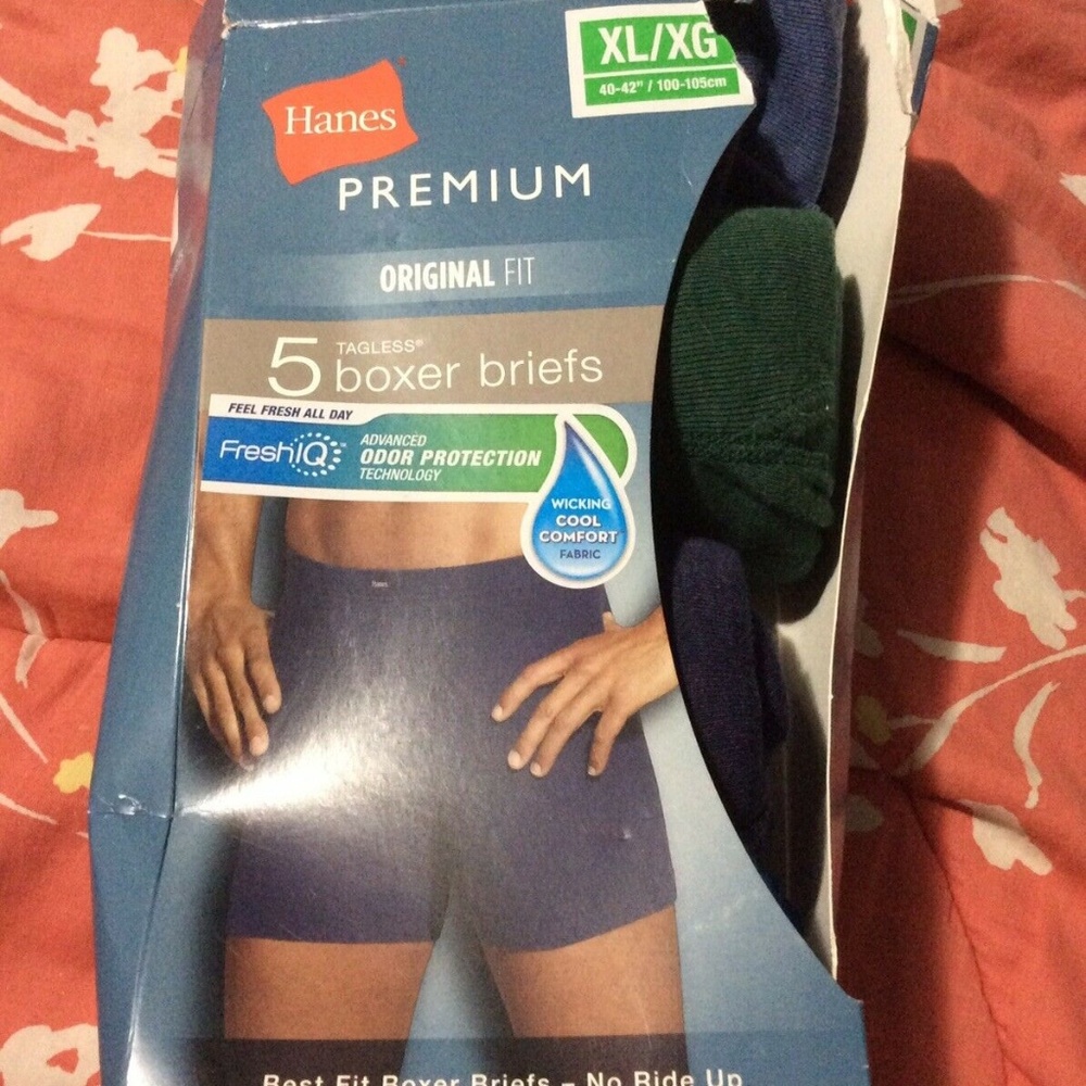 NEW Mens Sz XL 40-42” Hanes 4 Tagless Boxer Briefs
